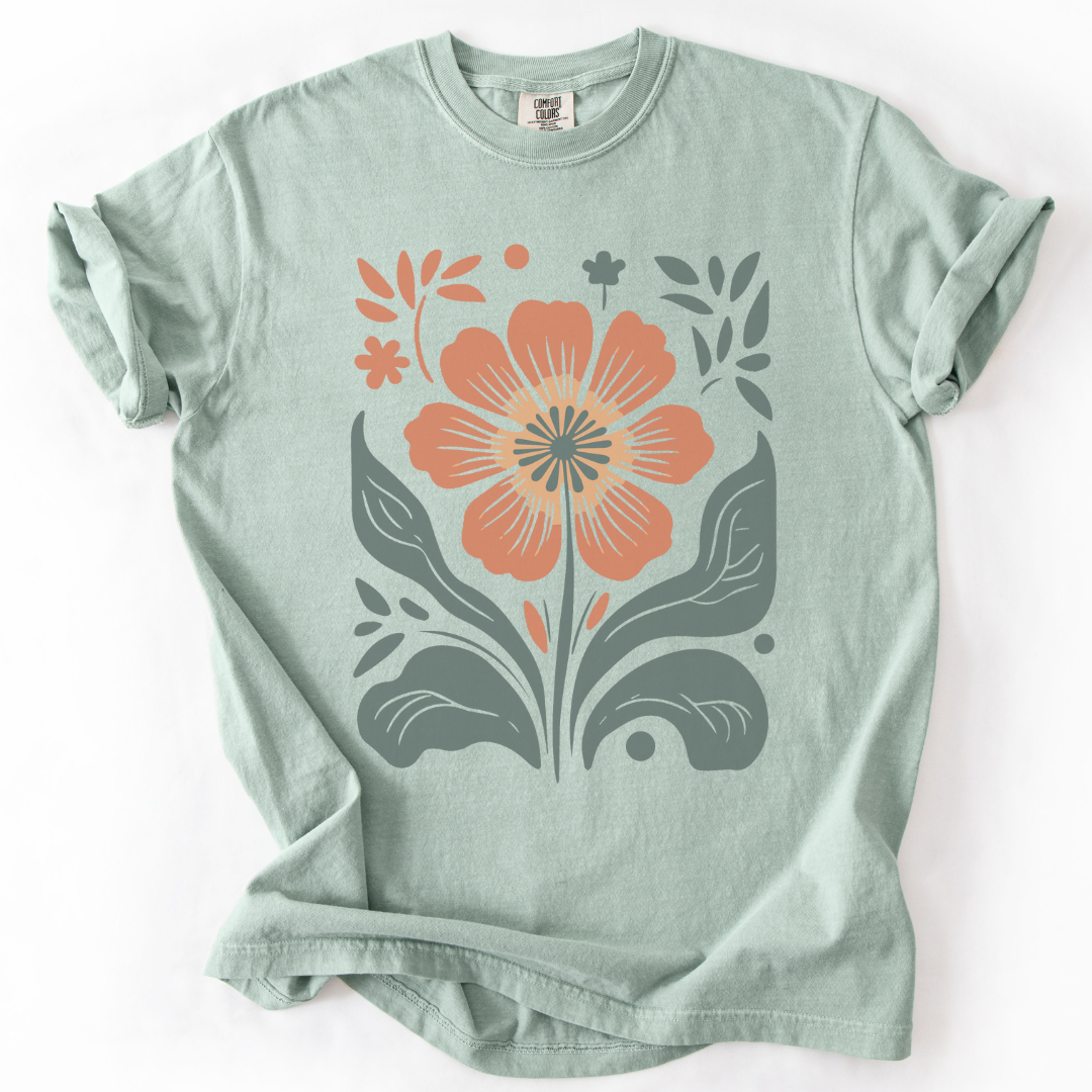 Retro Floral -  Comfort Colors Relaxed Fit Premium T Shirt