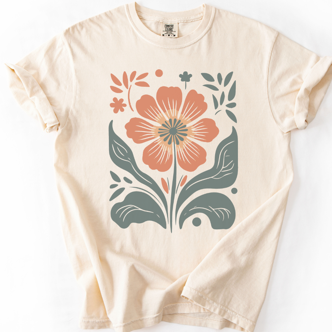 Retro Floral -  Comfort Colors Relaxed Fit Premium T Shirt