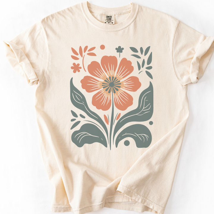 Retro Floral -  Comfort Colors Relaxed Fit Premium T Shirt