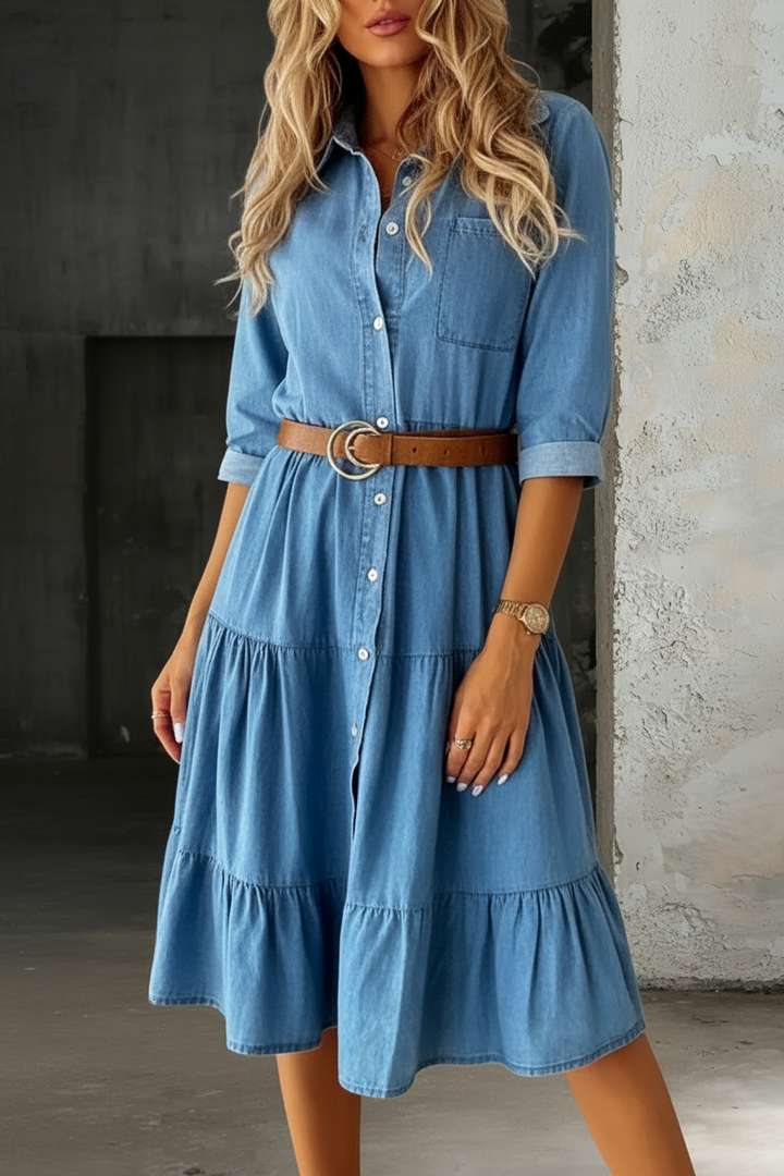 Barbara | Robe en jean chic décontractée
