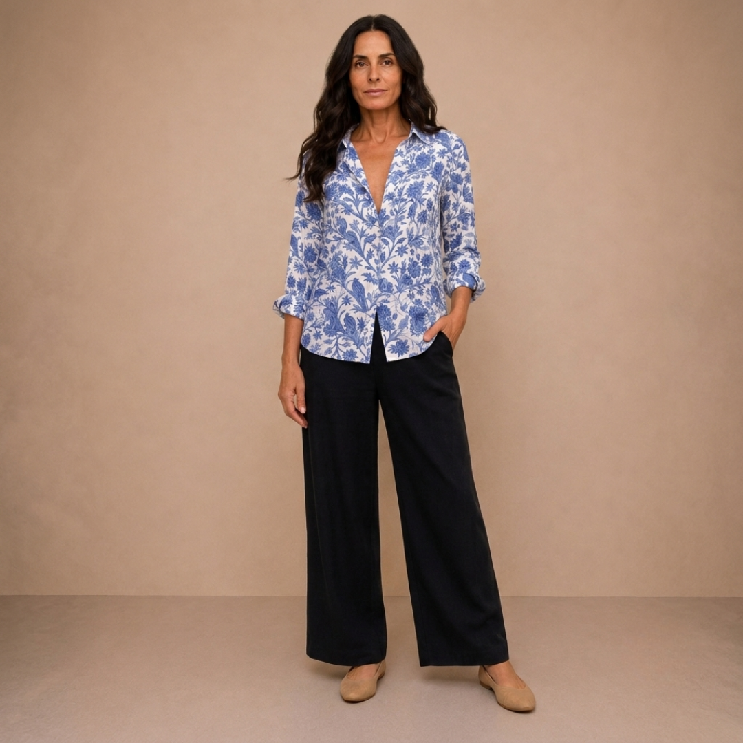 Vivienne – Blue Floral Blouse