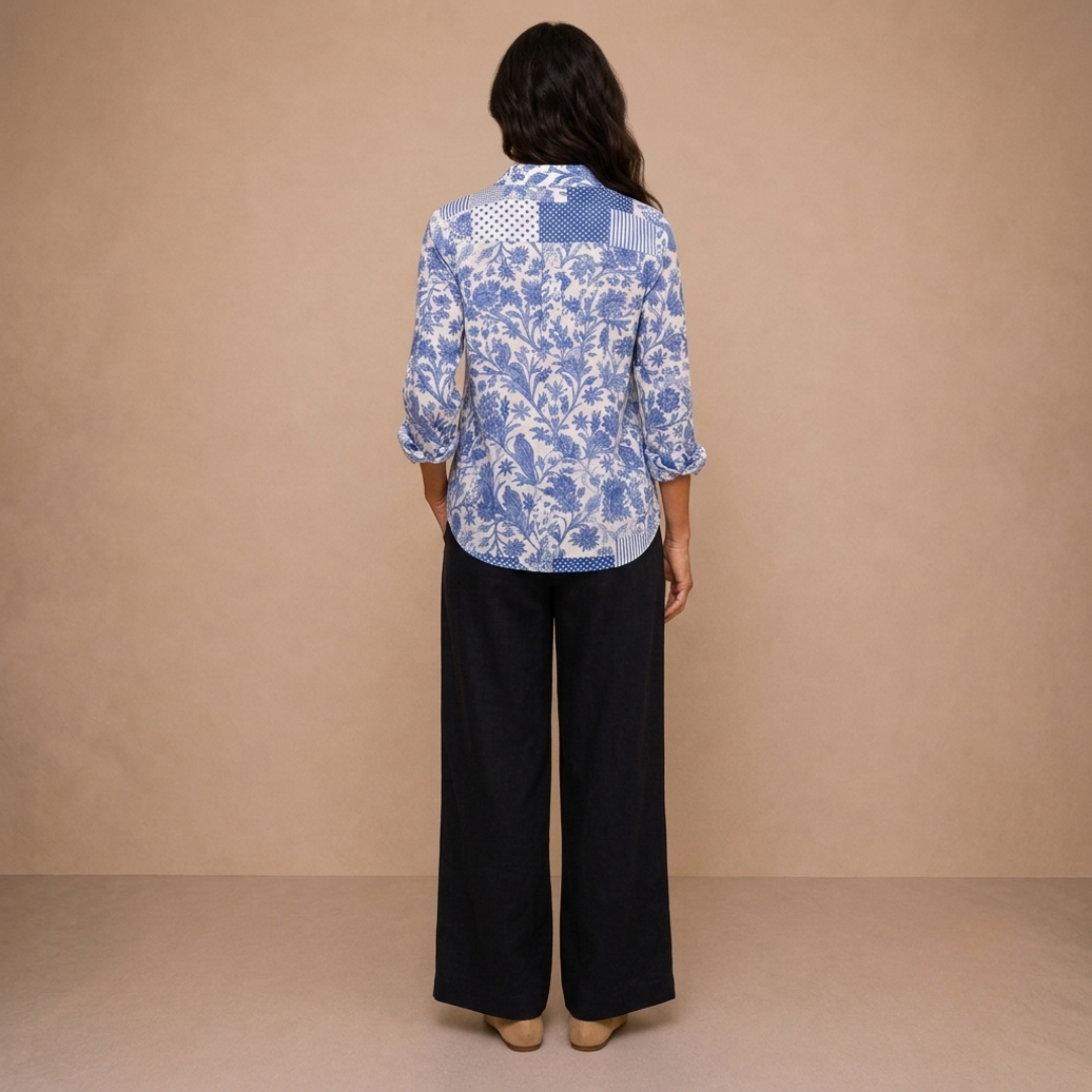 Vivienne – Blue Floral Blouse