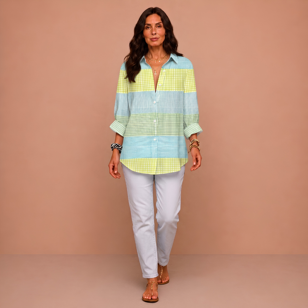 Sheila – Pastel Check Blouse