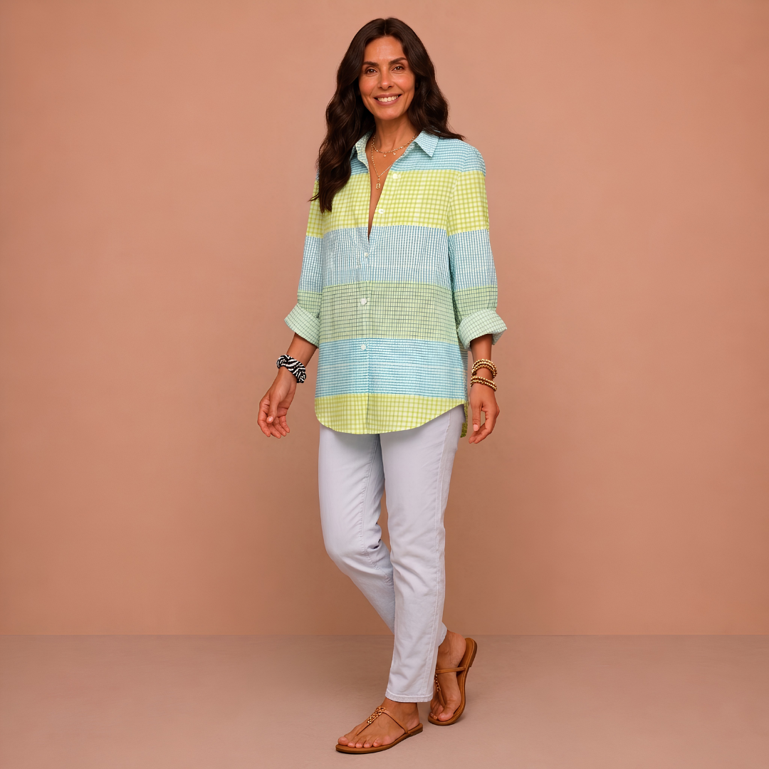 Sheila – Pastel Check Blouse