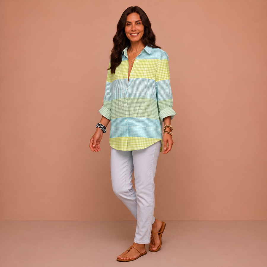 Sheila – Pastel Check Blouse