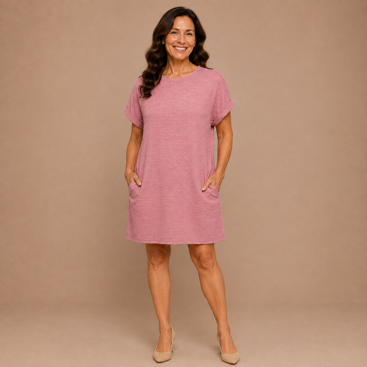 EVASHA™ – Casual Minimalist Round Neck Summer Dress
