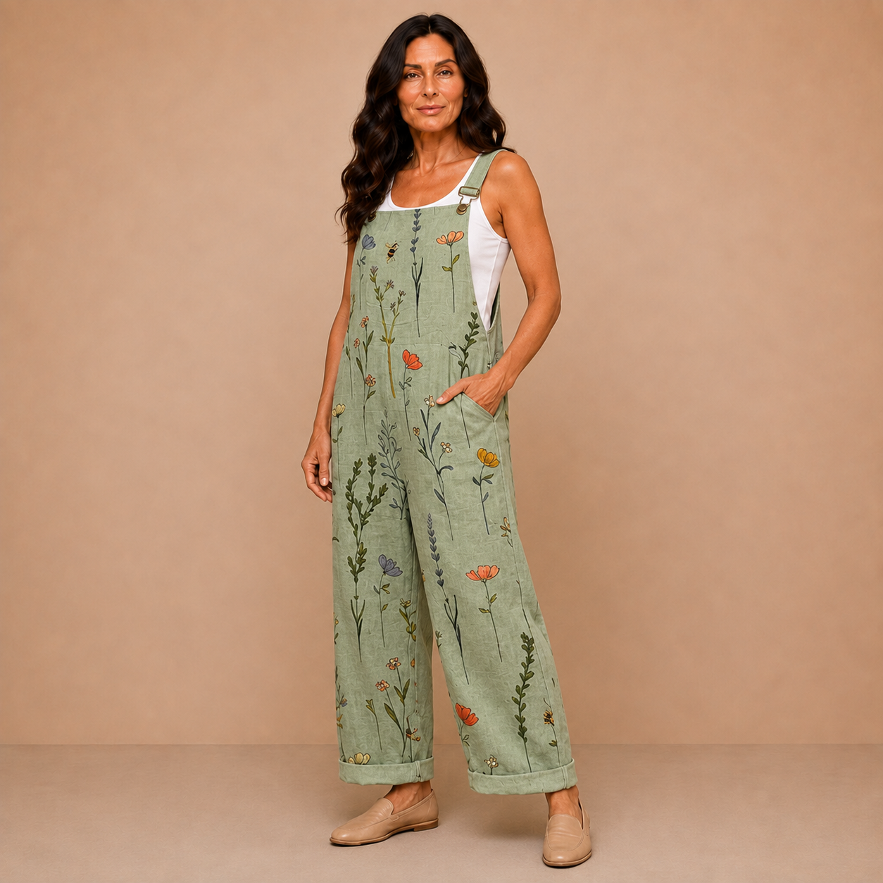 Comfortable Printed Overalls