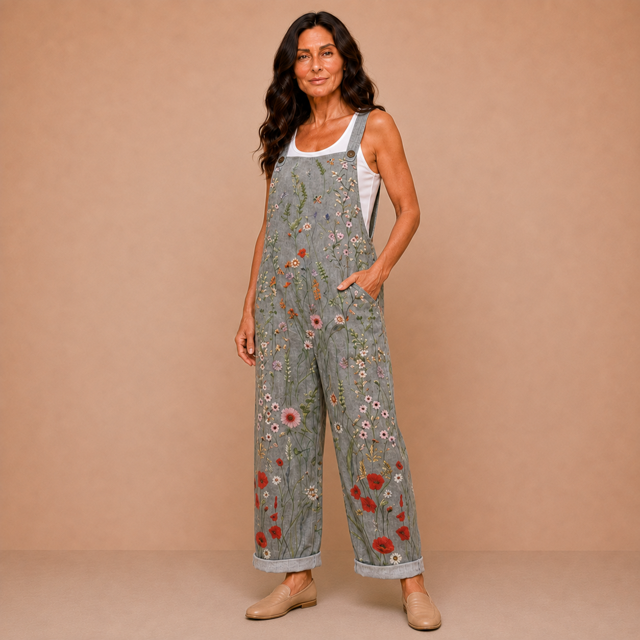 Comfortable Printed Overalls