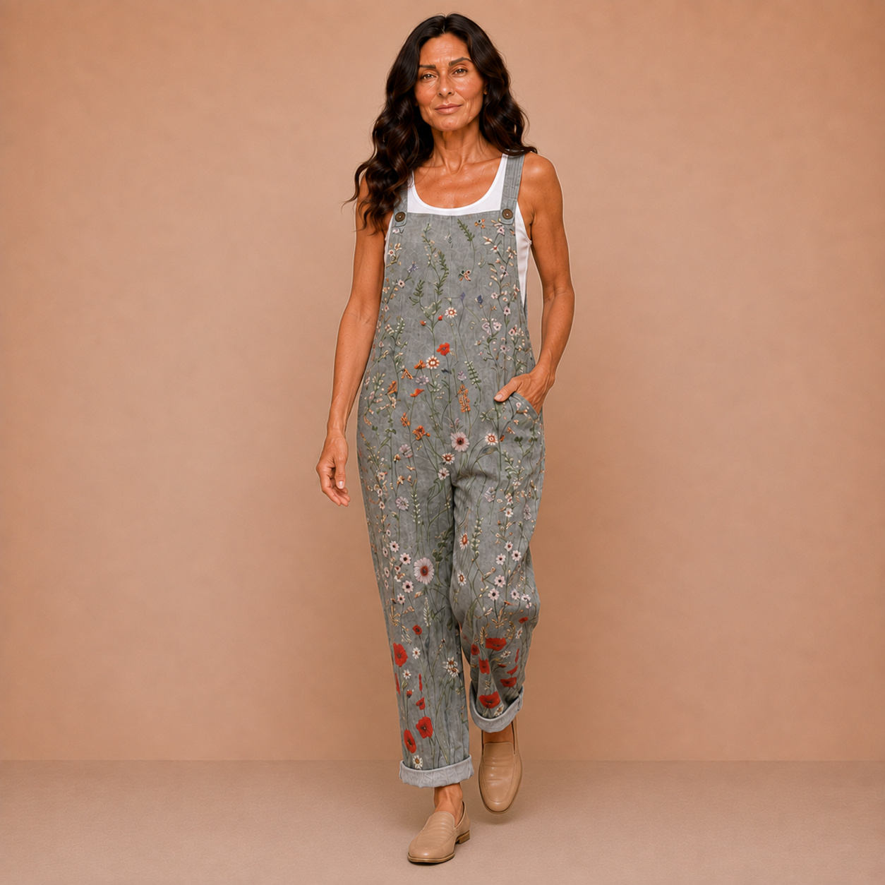 Comfortable Printed Overalls