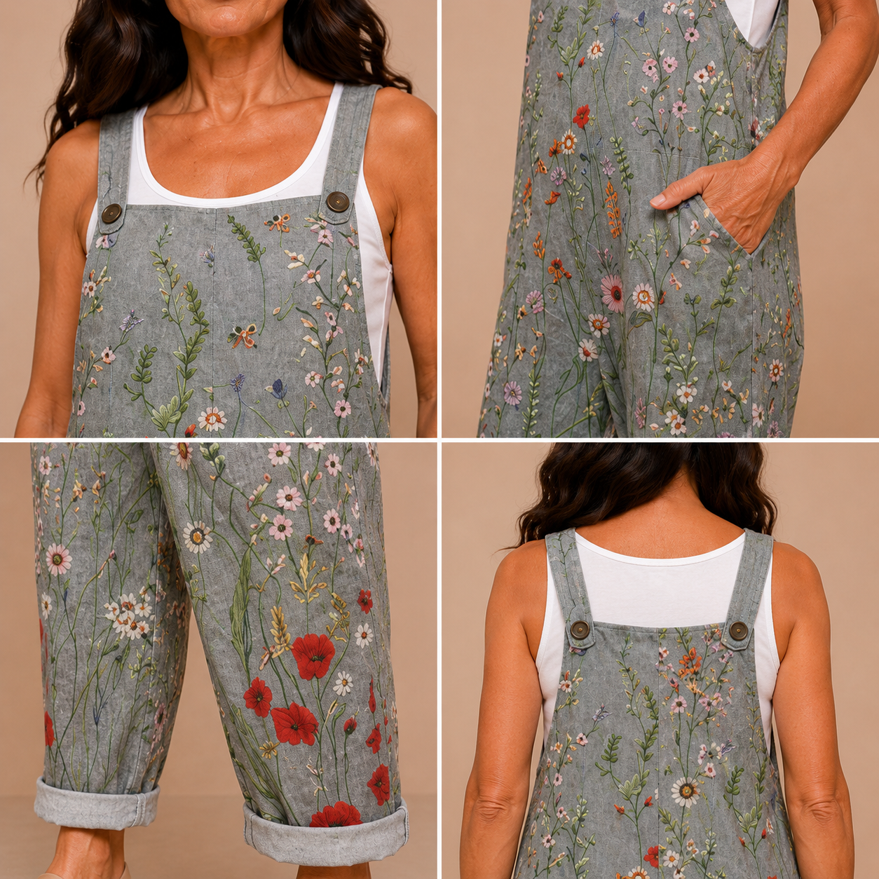 Comfortable Printed Overalls