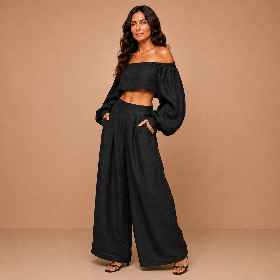 Tess™ - Off-shoulder set with wide-leg pants