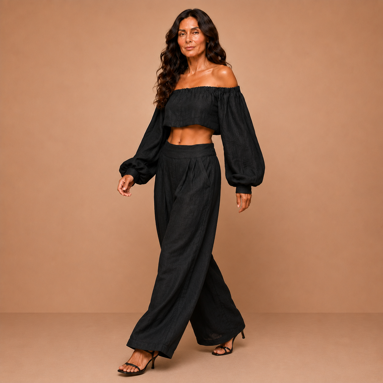 Tess™ - Off-shoulder set with wide-leg pants