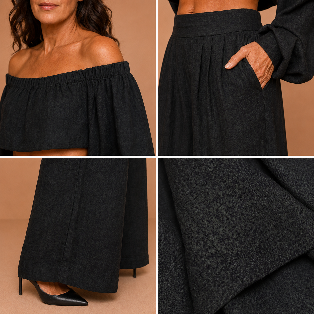 Tess™ - Off-shoulder set with wide-leg pants