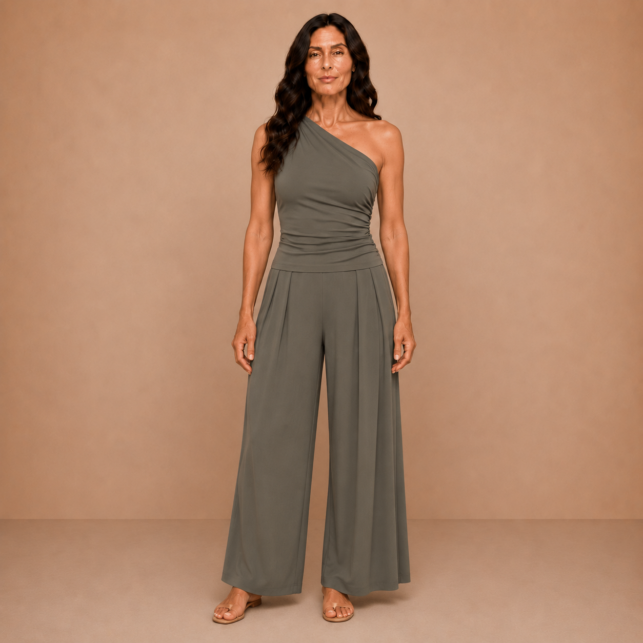 Elara™ | One-Shoulder Wide-Leg Set (2PC)
