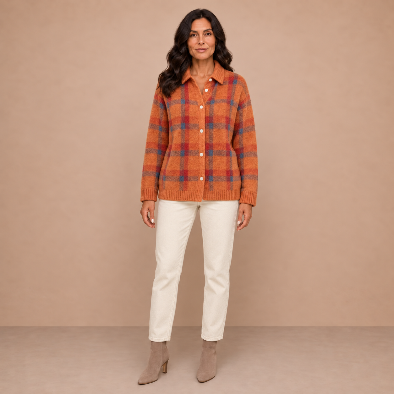 Anna | Plaid Knit Cardigan