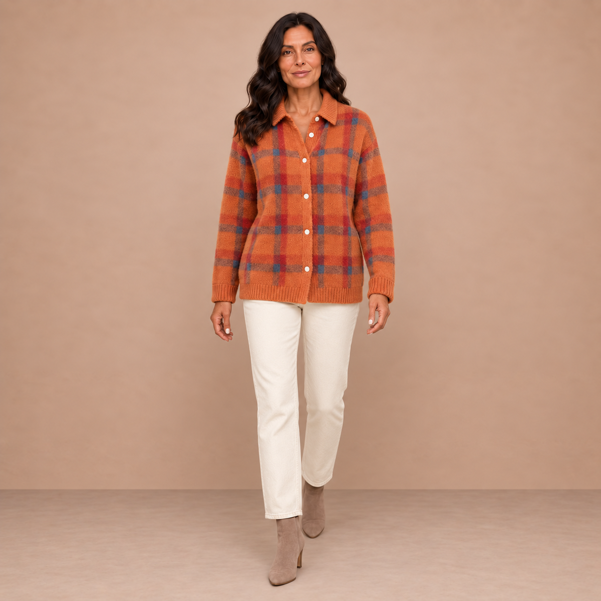 Anna | Plaid Knit Cardigan