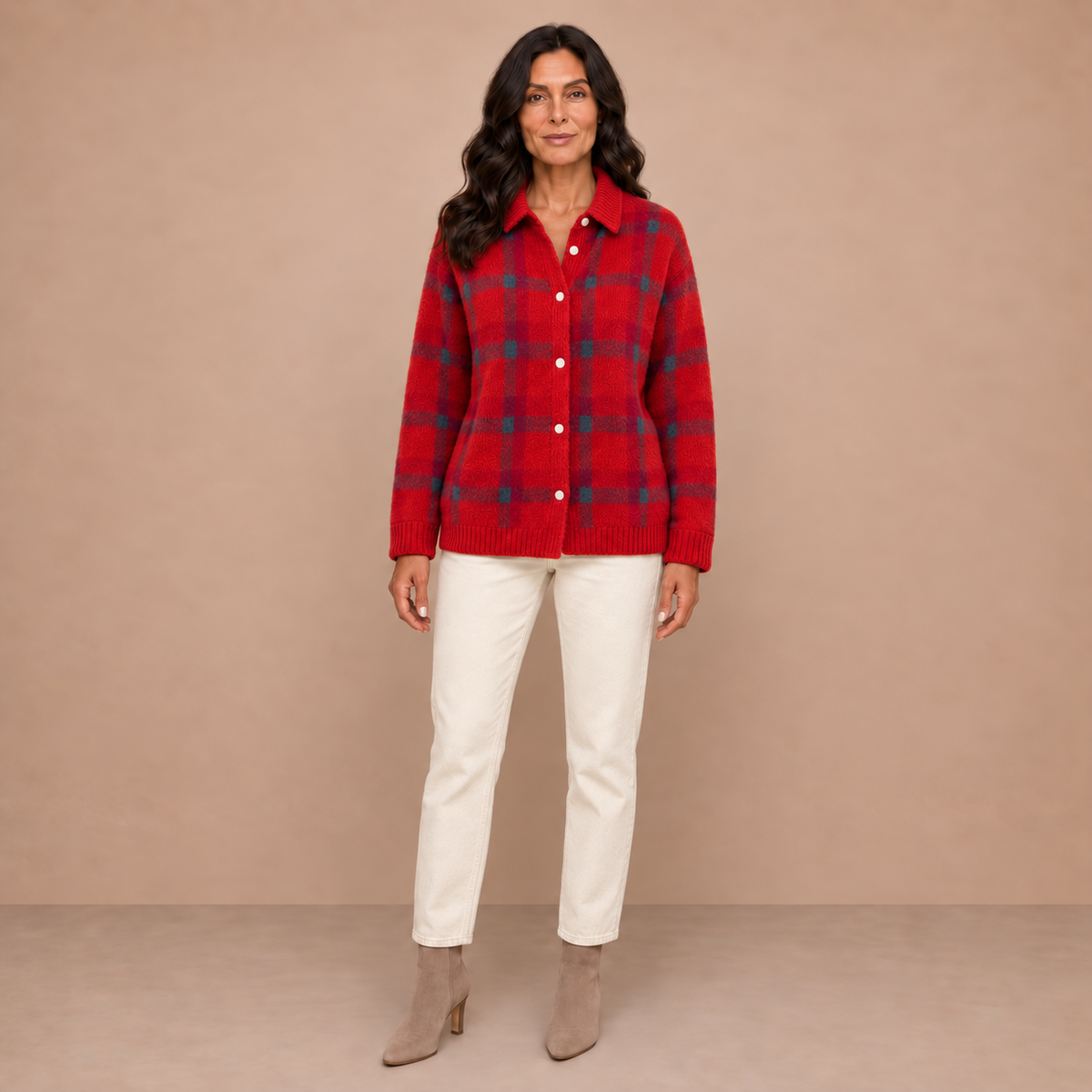 Anna | Plaid Knit Cardigan