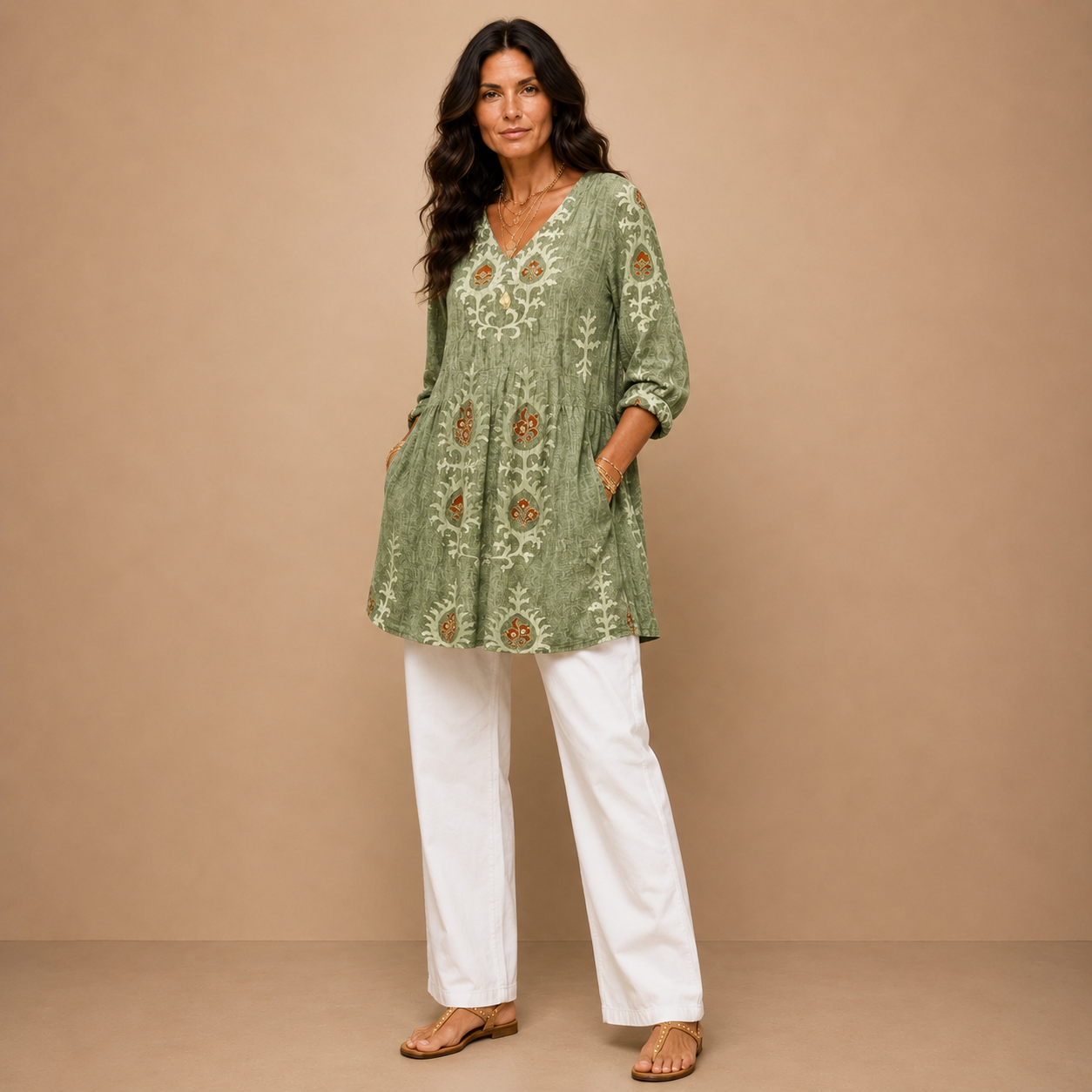 Elise | Long Blouse with V-Neck