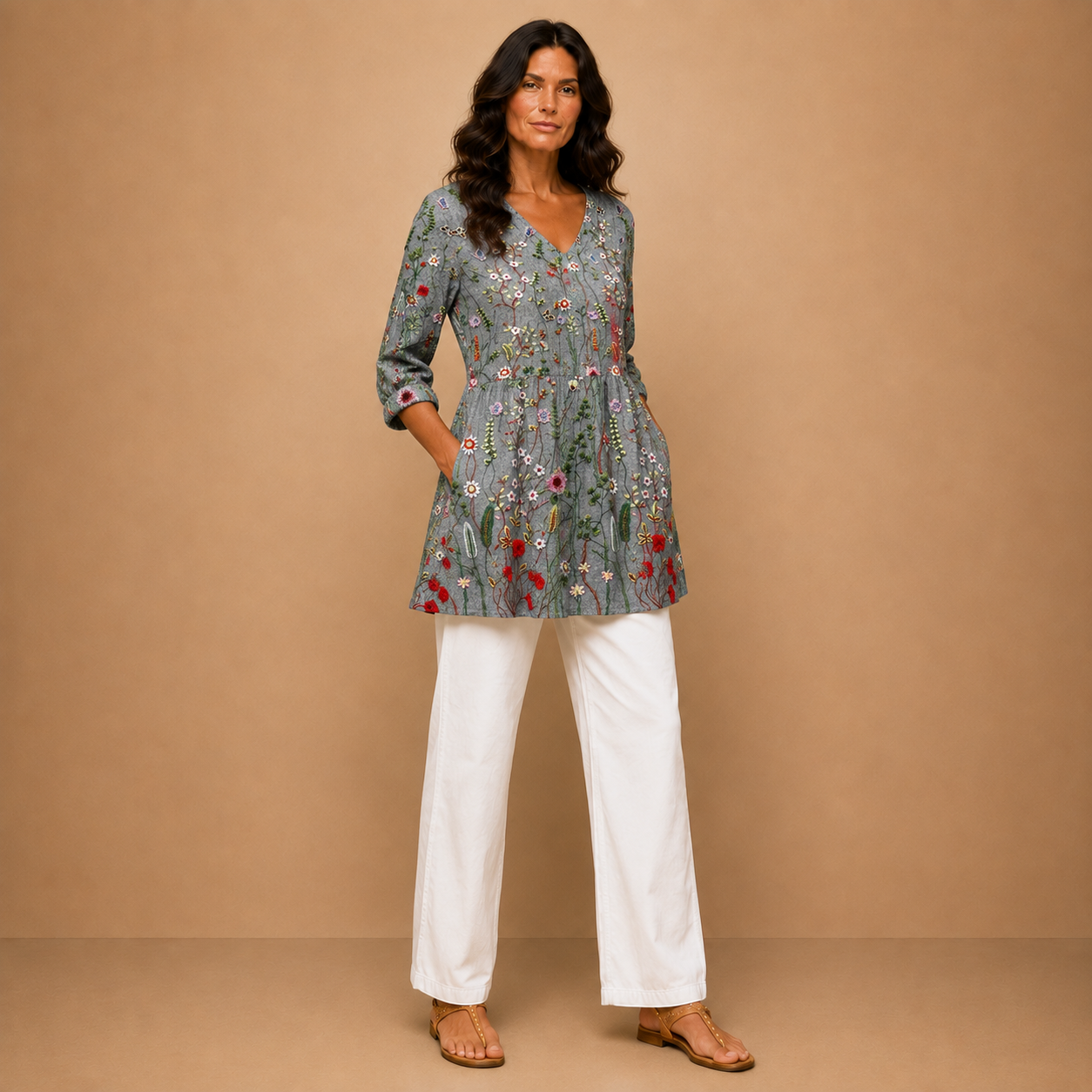Amelie | Long Blouse with V-Neck