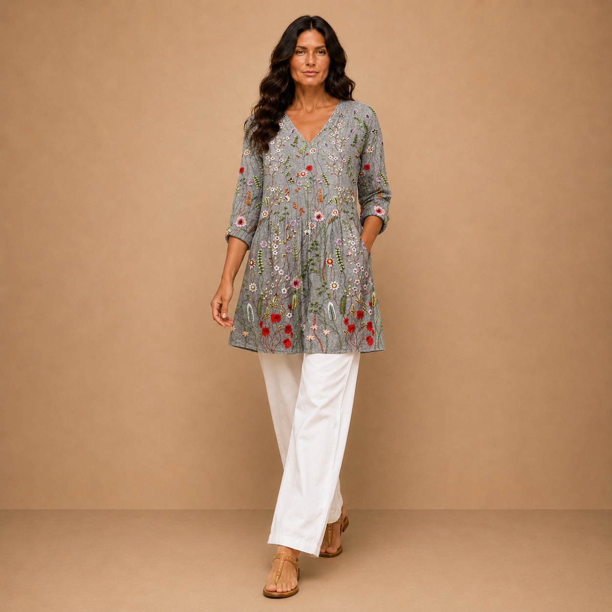 Amelie | Long Blouse with V-Neck