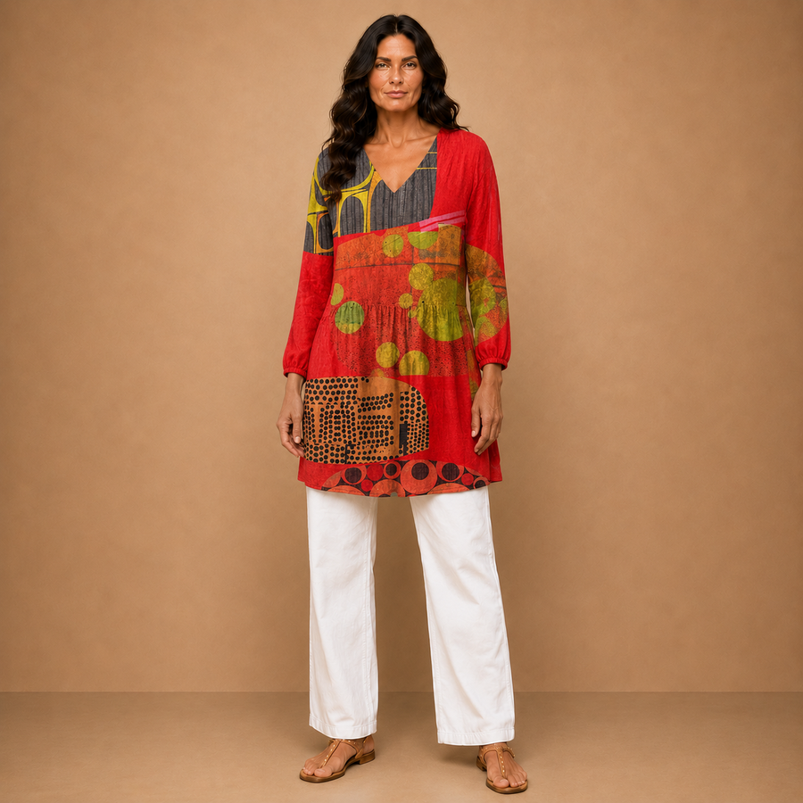 Lucie | Long Blouse with V-Neck