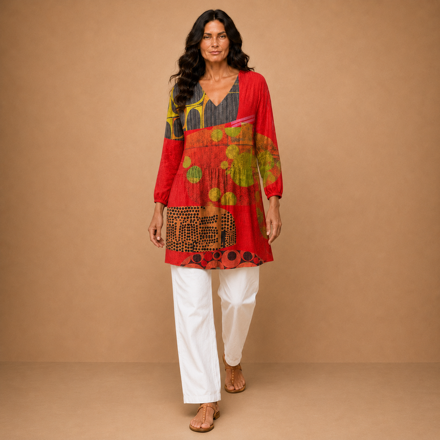 Lucie | Long Blouse with V-Neck