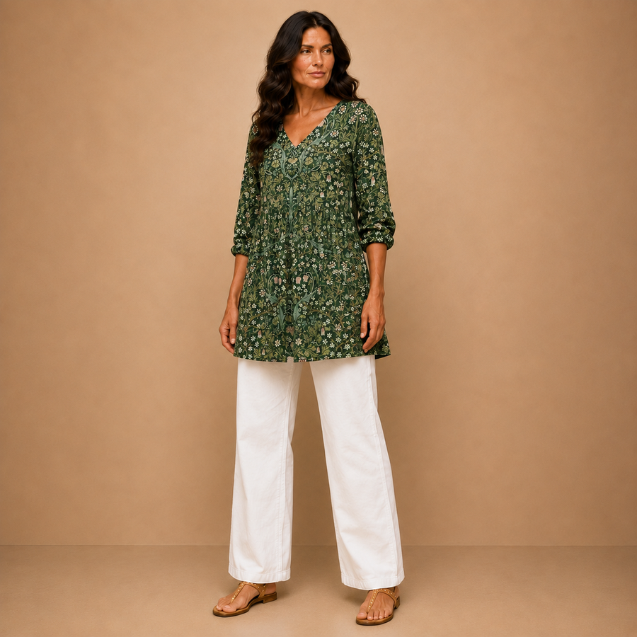 Julie | Long Blouse with V-Neck