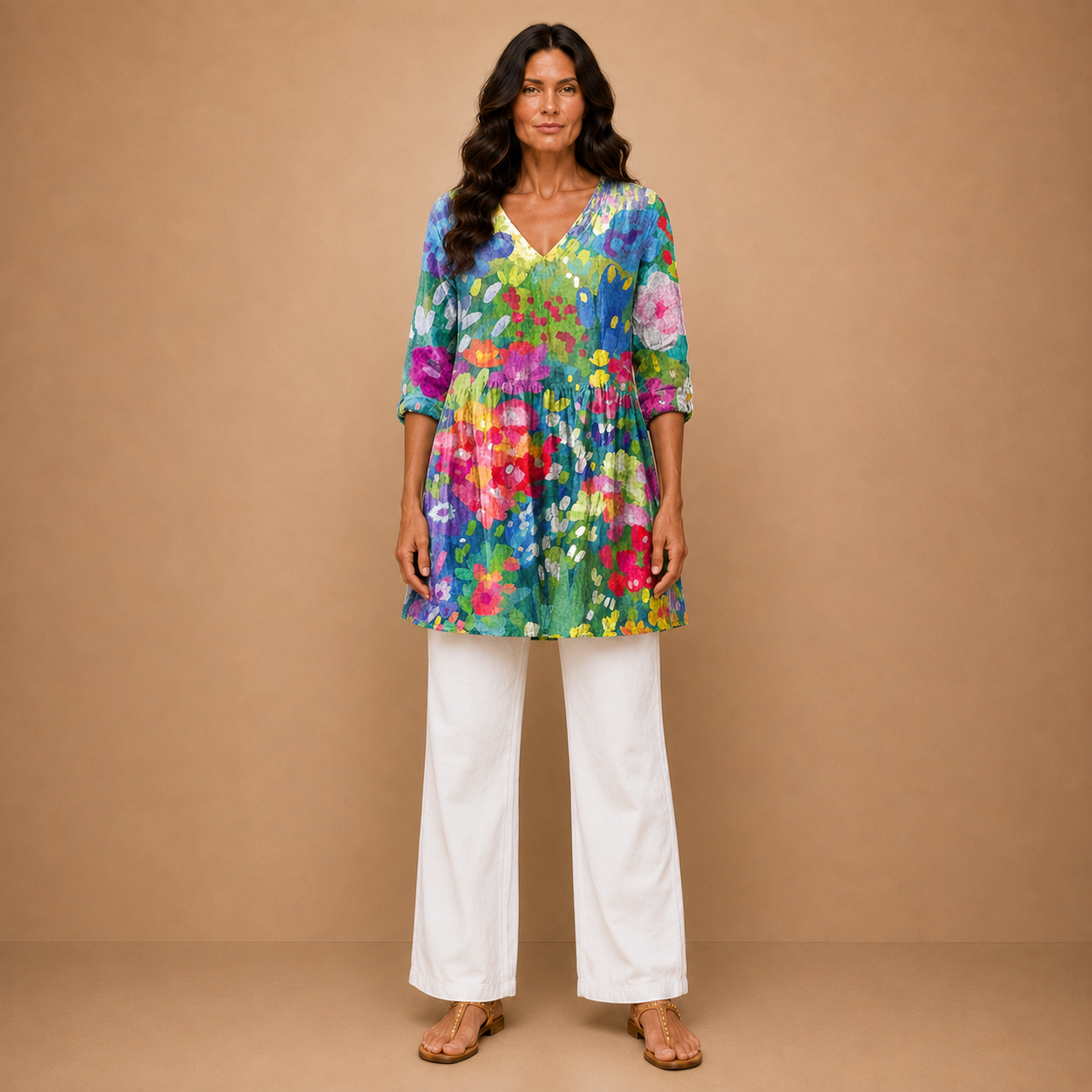 Maelle | Long Blouse with V-Neck