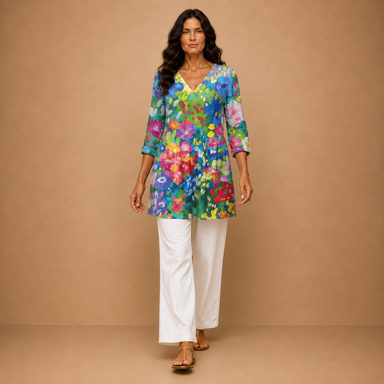 Maelle | Long Blouse with V-Neck