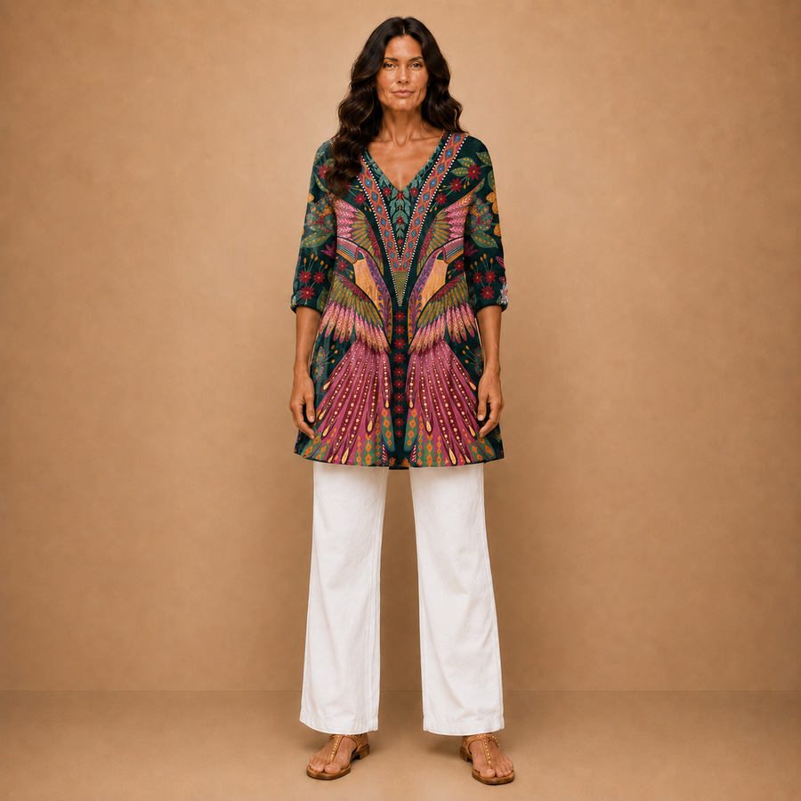 Manon | Long Blouse with V-Neck