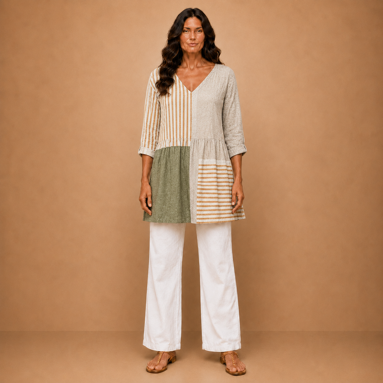 Camille | Long Blouse with V-Neck