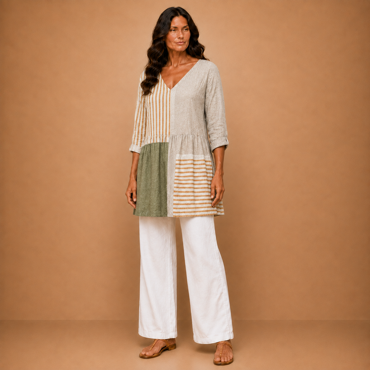 Camille | Long Blouse with V-Neck