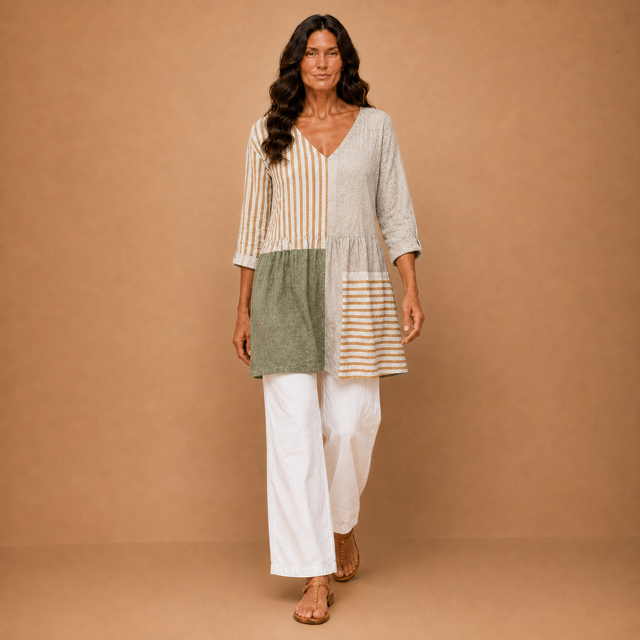 Camille | Long Blouse with V-Neck