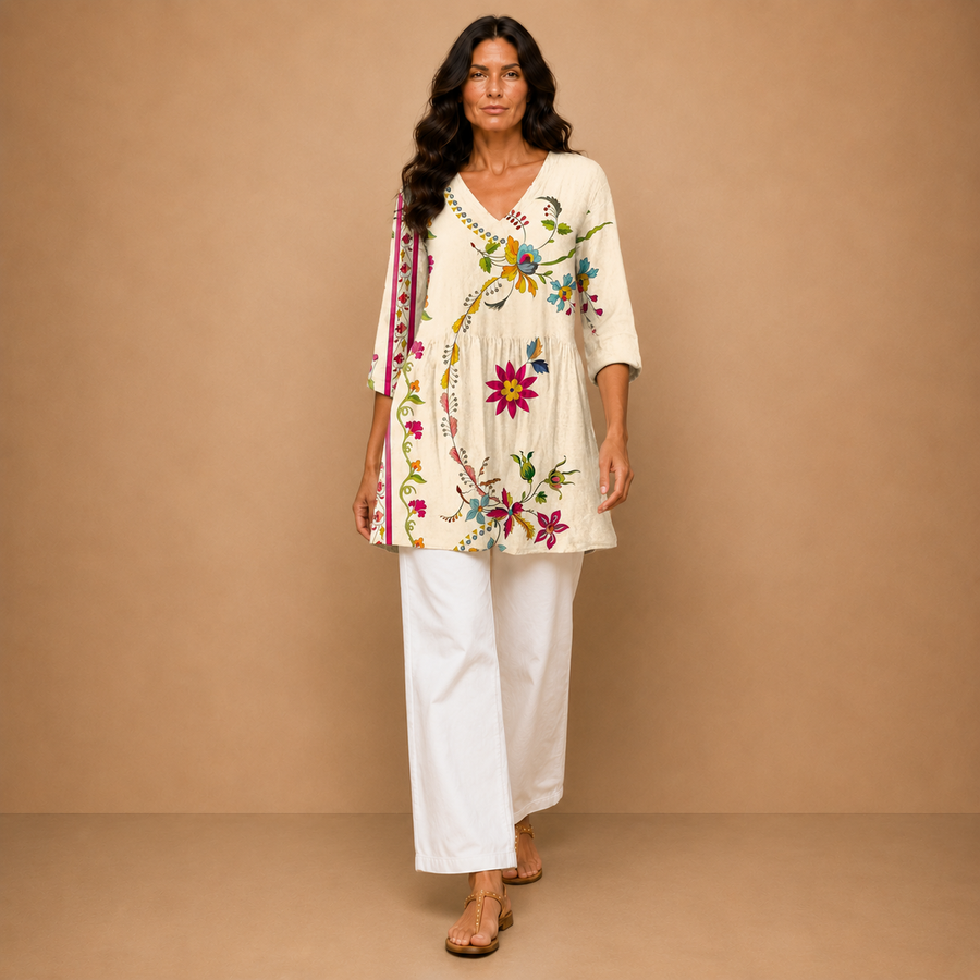 Clara | Long Blouse with V-Neck