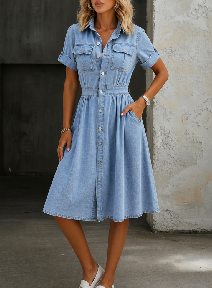 Deborah | Robe en jean à manches courtes