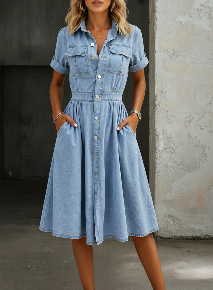 Deborah | Robe en jean à manches courtes