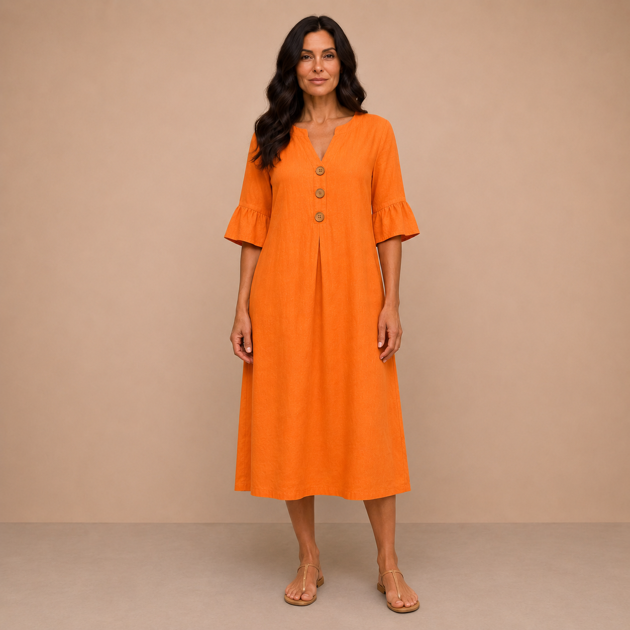 Mathilde™ | Sunlit Button-Front Maxi Dress