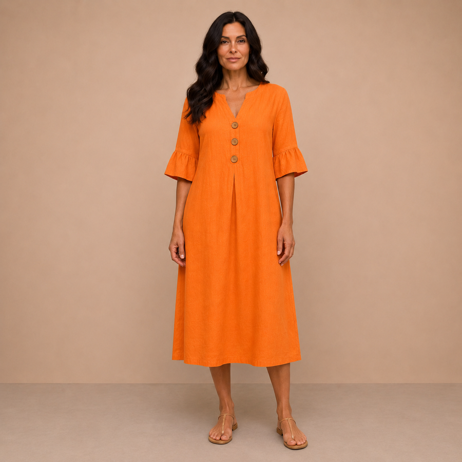 Mathilde™ | Sunlit Button-Front Maxi Dress