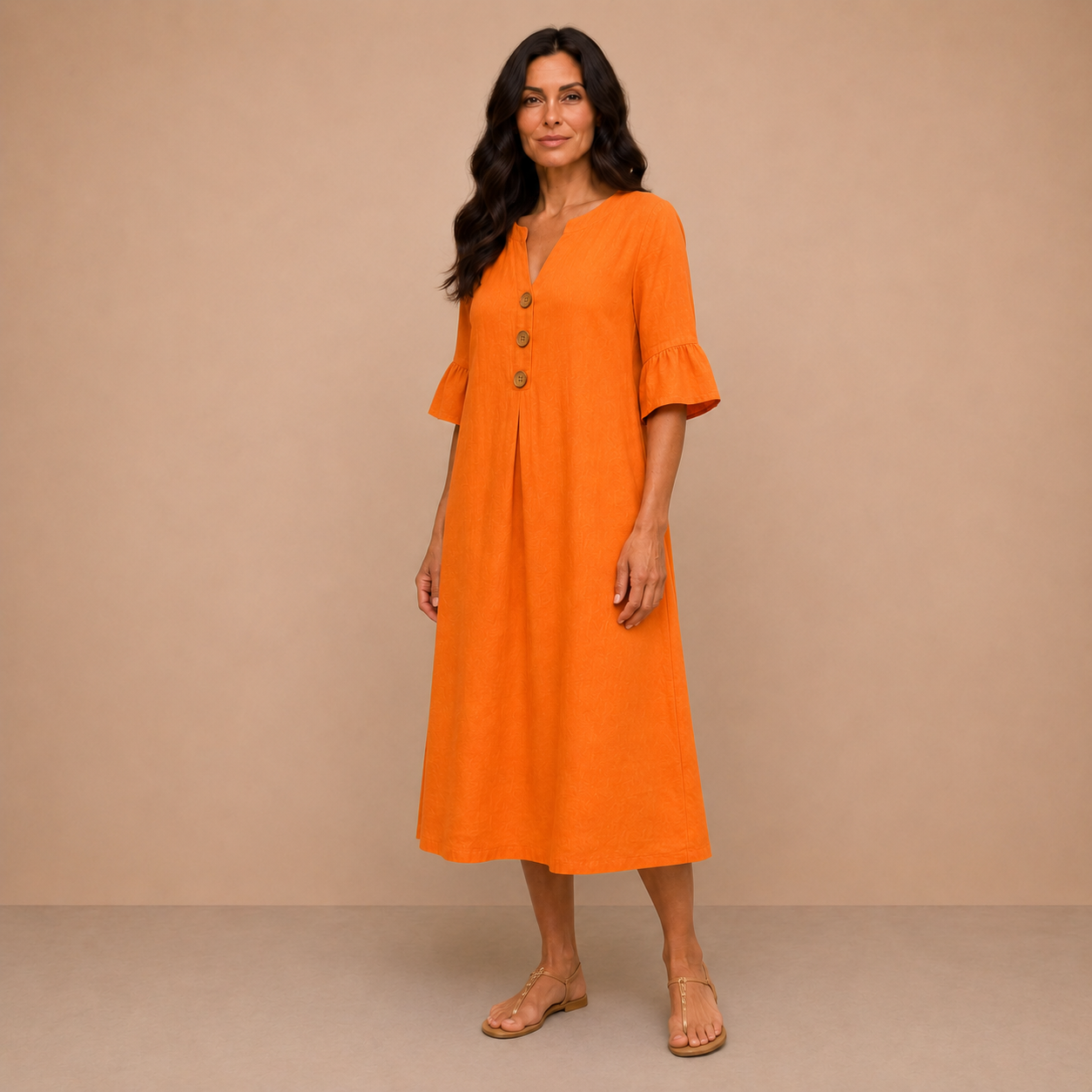 Mathilde™ | Sunlit Button-Front Maxi Dress