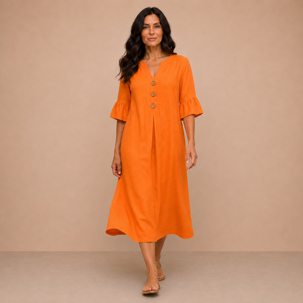 Mathilde™ | Sunlit Button-Front Maxi Dress