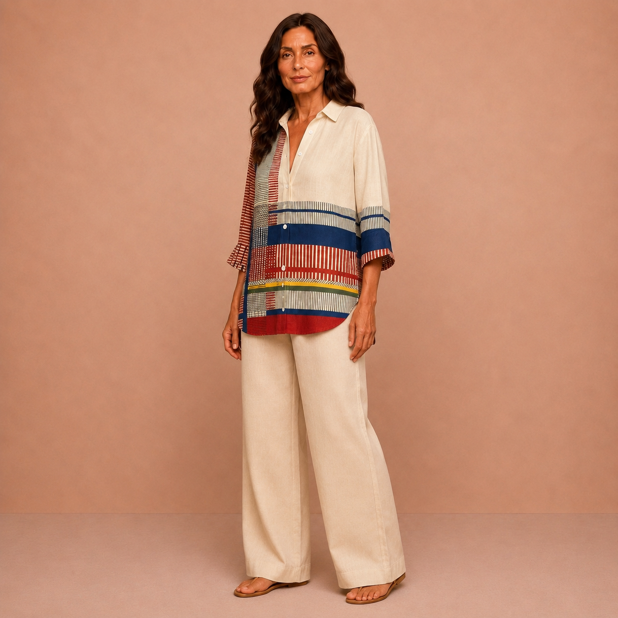 Catherine – Stripe Patchwork Blouse