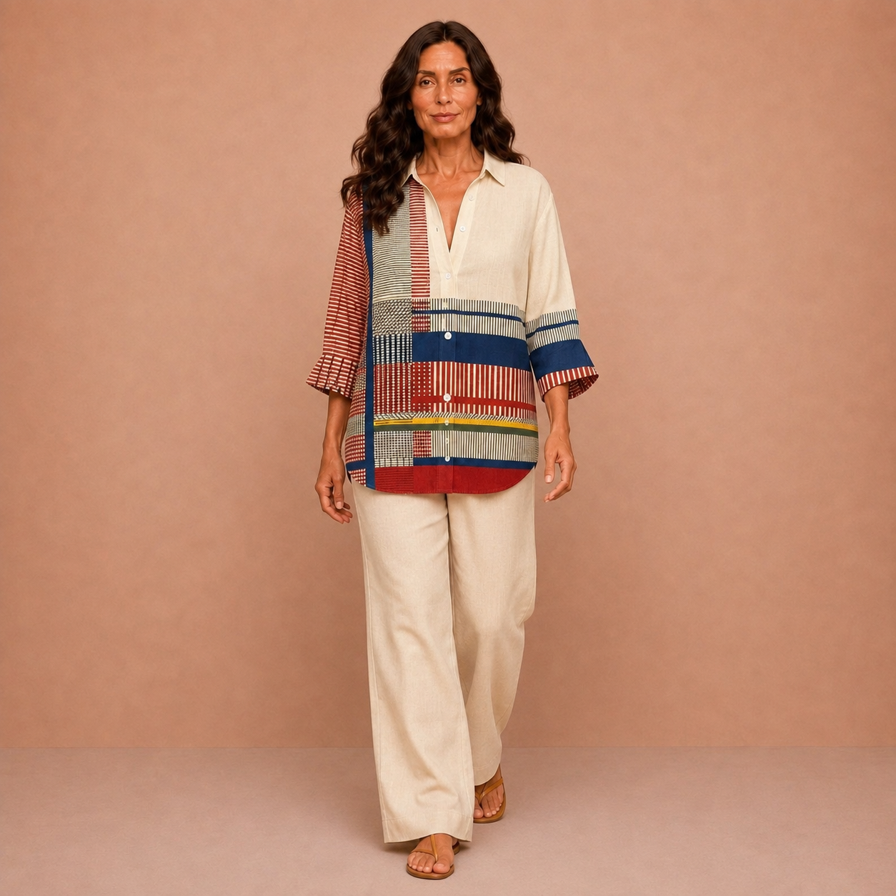 Catherine – Stripe Patchwork Blouse