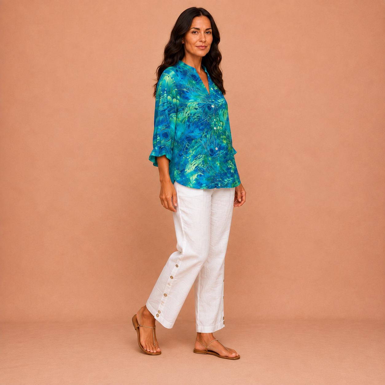 Patricia – Blue Nature Print Blouse