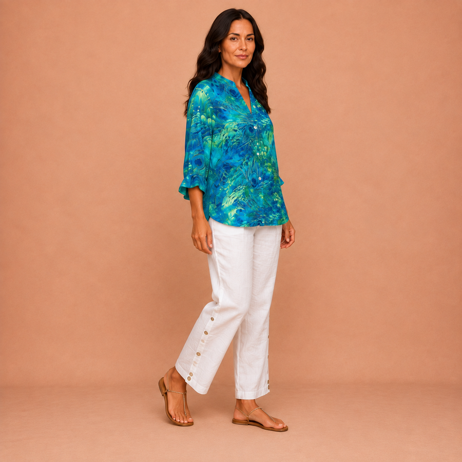 Patricia – Blue Nature Print Blouse