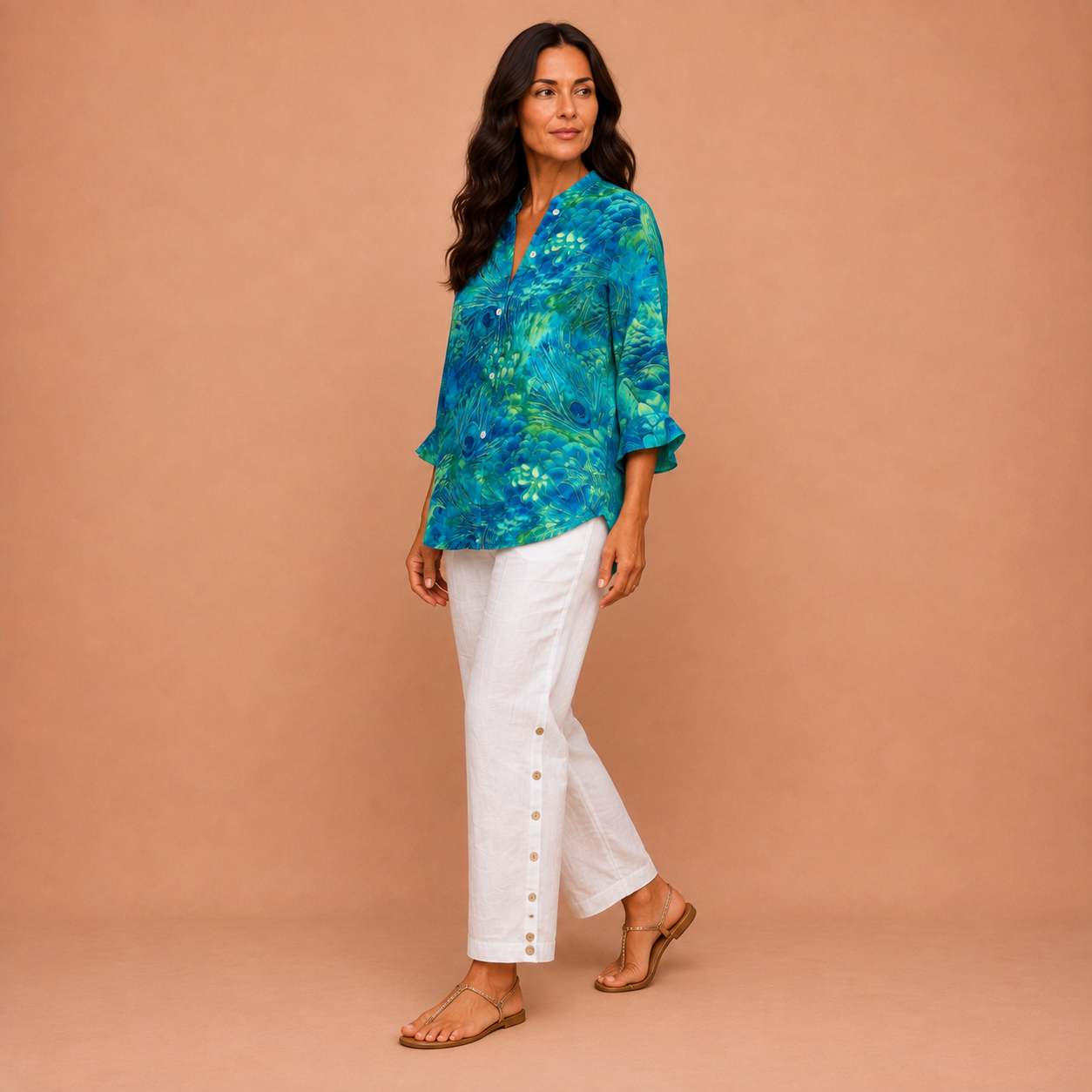Patricia – Blue Nature Print Blouse