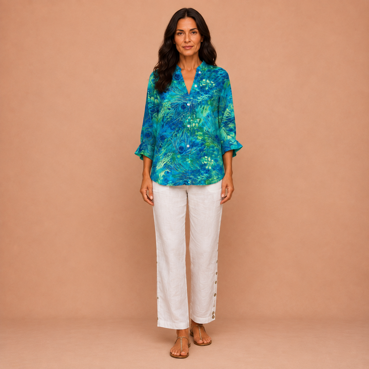 Patricia – Blue Nature Print Blouse