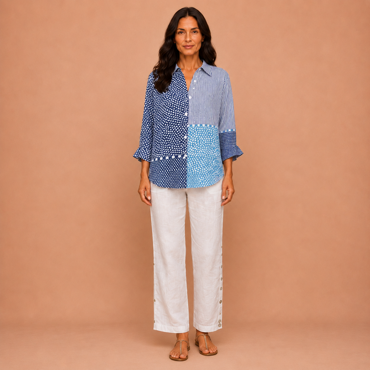 Pamela – Coastal Patchwork Blouse