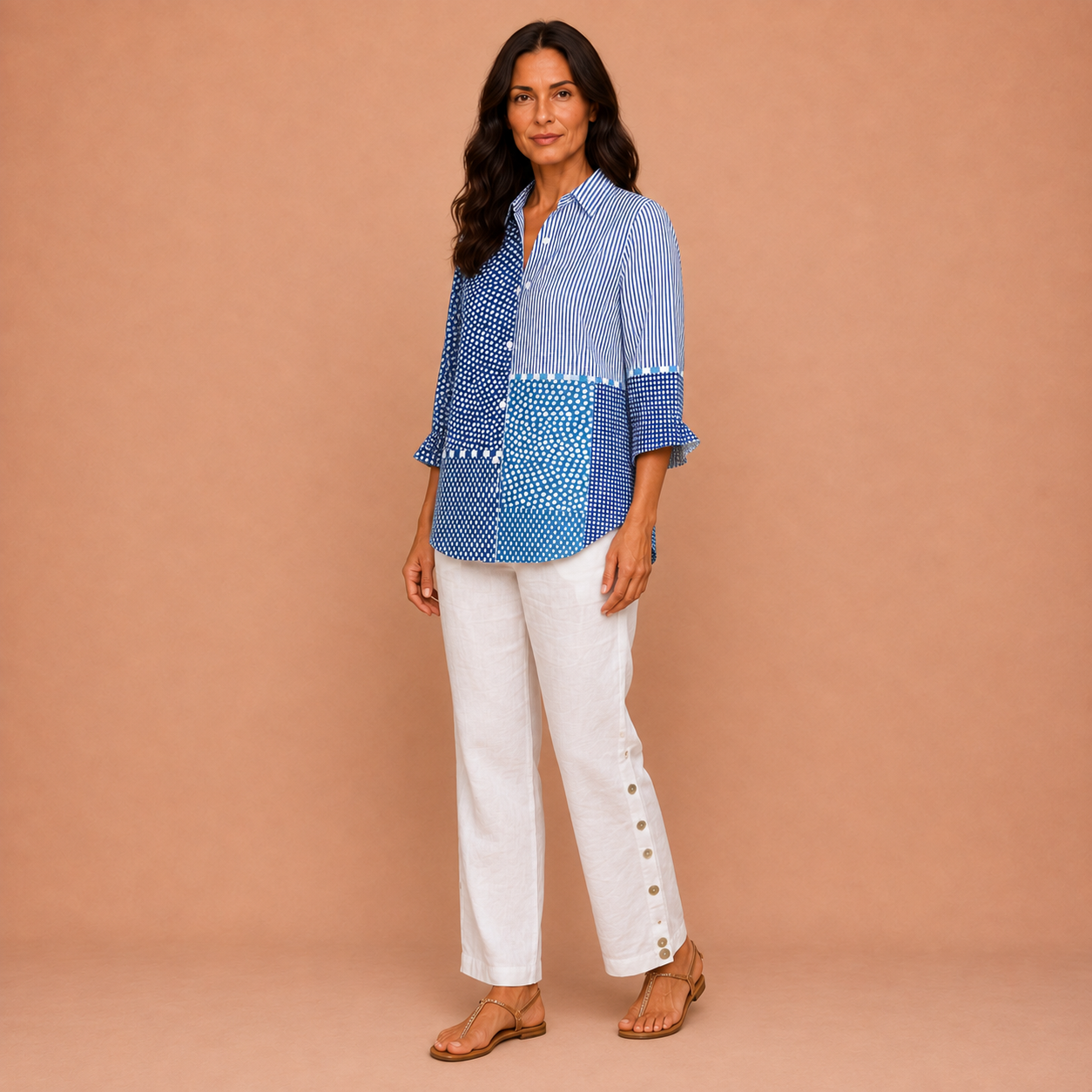 Pamela – Coastal Patchwork Blouse