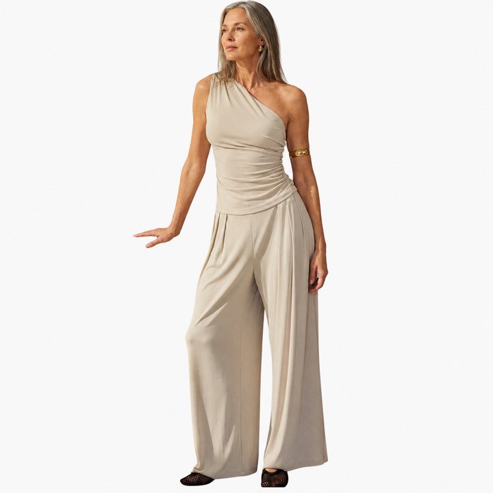Elara™ | One-Shoulder Wide-Leg Set (2PC)