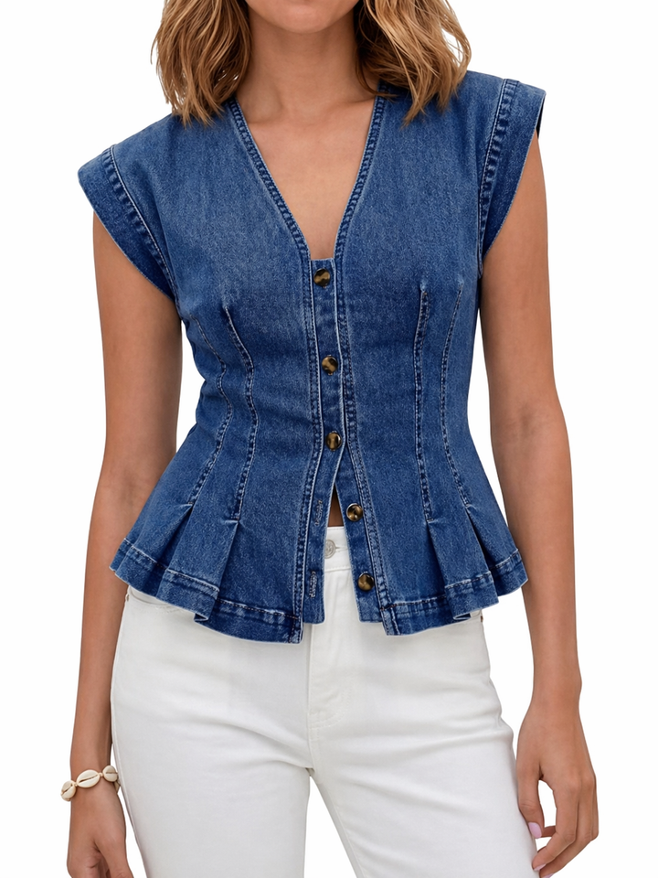 Viera | Top en jean col V